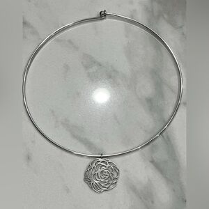 Chanel Silver 925 Cutout Camellia Flower Choker